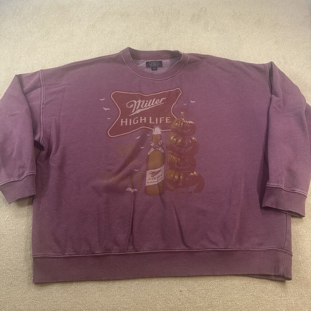 American Eagle XL Miller High Life Pumpkin Fall Sweatshirt Faded Maroon Color